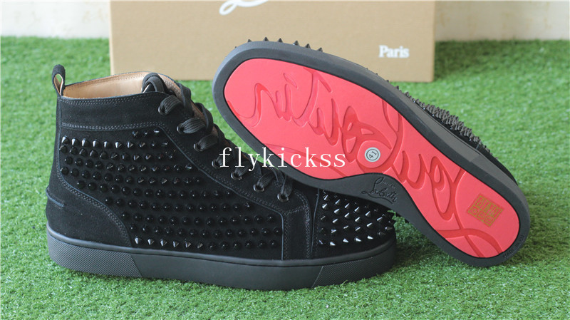 Super High End Christian Louboutin Flat Sneaker High Top Black Suede(With Receipt)